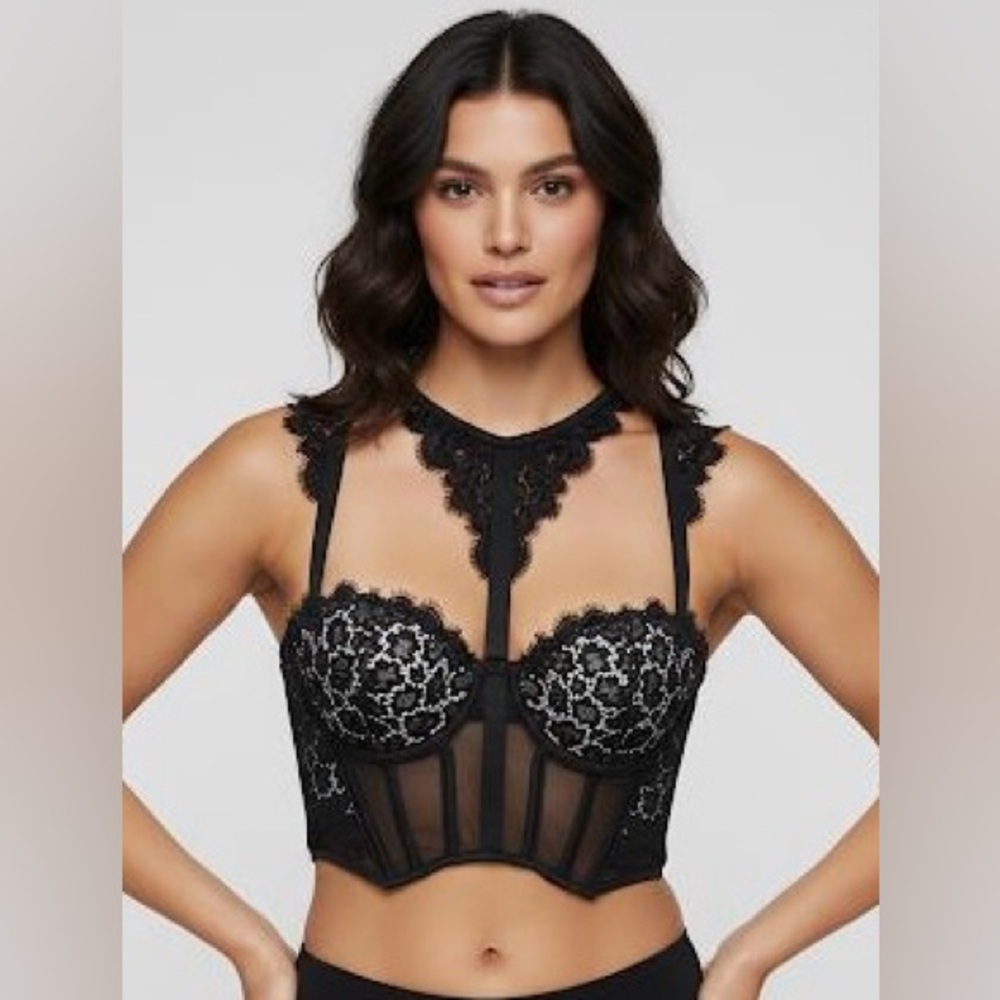 Victoria's Secret Very Sexy Longline Halter Lace Corset Top (NWT)